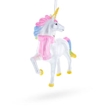 Load image into Gallery viewer, Rainbow Unicorn Glass Christmas Ornament