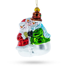 Load image into Gallery viewer, Snowman Family with Baby Glass Christmas Ornament