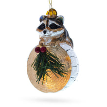 Load image into Gallery viewer, Raccoon on the Log Glass Christmas Ornament