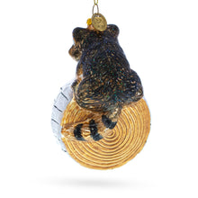 Load image into Gallery viewer, Raccoon on the Log Glass Christmas Ornament