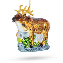 Load image into Gallery viewer, Reindeer on Grass Glass Christmas Ornament