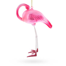Load image into Gallery viewer, Pink Flamingo Glass Christmas Ornament