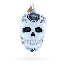 Load image into Gallery viewer, Day of the Dead Sugar Calavera Skull Glass Christmas Ornament