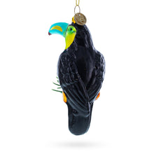 Load image into Gallery viewer, Toucan with Pine Branch Glass Christmas Ornament