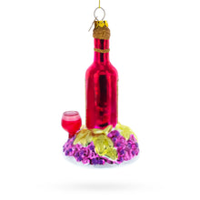 Load image into Gallery viewer, Red Wine with Snacks Glass Christmas Ornament