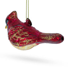 Load image into Gallery viewer, Red Cardinal Bird Glittered Glass Christmas Ornament
