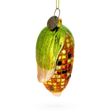 Load image into Gallery viewer, Golden Corn on the Cob Glass Christmas Ornament