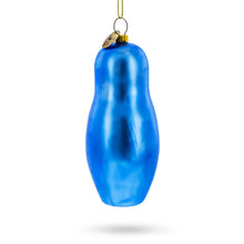 Load image into Gallery viewer, Blue Doll with Flower Glass Christmas Ornament