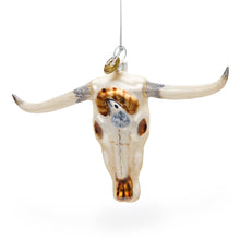 Load image into Gallery viewer, Cow Skull Glass Christmas Ornament