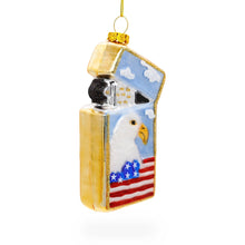 Load image into Gallery viewer, Lighter with USA Flag and Eagle Glass Christmas Ornament