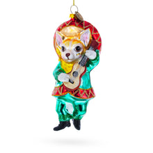 Load image into Gallery viewer, Mariachi Chihuahua Guitarist Glass Christmas Ornament