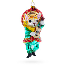 Load image into Gallery viewer, Mariachi Chihuahua Guitarist Glass Christmas Ornament