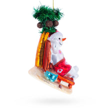 Load image into Gallery viewer, Tropical Snowman on the Beach Exotic Glass Christmas Ornament