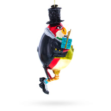 Load image into Gallery viewer, Penguin in Black Hat Glass Christmas Ornament