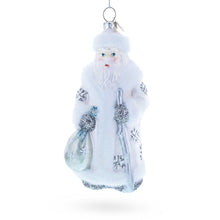 Load image into Gallery viewer, Santa in Elegant White Glass Christmas Ornament