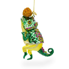 Load image into Gallery viewer, Chameleon Lizard Glass Christmas Ornament