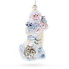 Load image into Gallery viewer, Woodland Santa with Forest Friends Glass Christmas Ornament