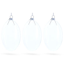 Load image into Gallery viewer, Set of 3 Oval Flat Discs Clear Glass Christmas Ornament, 5 Inches (127 mm)