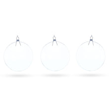 Load image into Gallery viewer, Set of 3 Flat Disc Clear Glass Christmas Ornaments 5.4 Inches (140 mm)