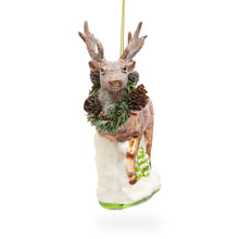 Load image into Gallery viewer, Moose Glass Christmas Ornament