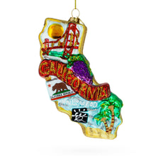Load image into Gallery viewer, State of California Symbols, USA Glass Christmas Ornament