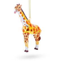 Load image into Gallery viewer, Glittered Giraffe Glass Christmas Ornament