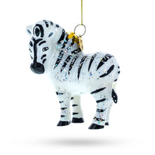 Load image into Gallery viewer, Glittered Zebra Glass Christmas Ornament
