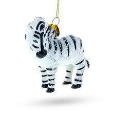 Load image into Gallery viewer, Glittered Zebra Glass Christmas Ornament
