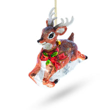 Load image into Gallery viewer, Baby Deer Running Glass Christmas Ornament