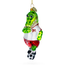 Load image into Gallery viewer, Crocodile Soccer Player Glass Christmas Ornament
