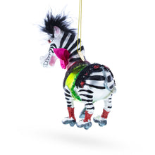 Load image into Gallery viewer, Zebra in Costume Glass Christmas Ornament