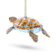 Load image into Gallery viewer, Glittered Turtle Glass Christmas Ornament