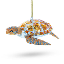 Load image into Gallery viewer, Glittered Turtle Glass Christmas Ornament