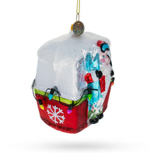 Load image into Gallery viewer, Santa with Skis in Gondola Glass Christmas Ornament