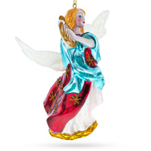 Load image into Gallery viewer, Angel Playing Music on Harp Glass Christmas Ornament