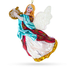 Load image into Gallery viewer, Angel Playing Music on Harp Glass Christmas Ornament