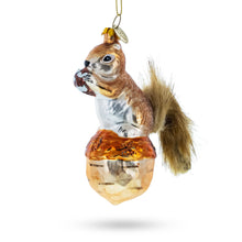 Load image into Gallery viewer, Squirrel on Acorn Glass Christmas Ornament