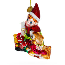 Load image into Gallery viewer, Elf and Deer Glass Christmas Ornament