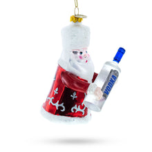 Load image into Gallery viewer, Jolly Santa with Vodka Bottle Glass Christmas Ornament