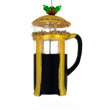 Load image into Gallery viewer, French Press Coffee Maker Glass Christmas Ornament