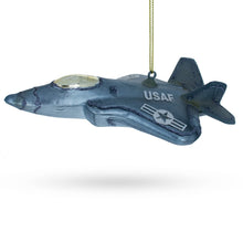 Load image into Gallery viewer, US Army Fighter Jet Glass Christmas Ornament