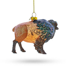 Load image into Gallery viewer, Walking Bison Glass Christmas Ornament