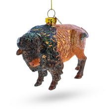Load image into Gallery viewer, Walking Bison Glass Christmas Ornament
