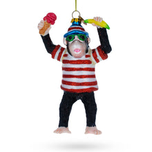 Load image into Gallery viewer, Monkey with Banana and Ice Cream Glass Christmas Ornament
