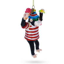 Load image into Gallery viewer, Monkey with Banana and Ice Cream Glass Christmas Ornament