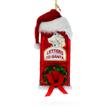 Load image into Gallery viewer, Red Santa Mailbox with Wreath Glass Christmas Ornament