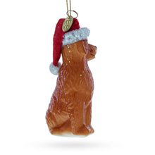 Load image into Gallery viewer, Golden Retriever in a Santa Hat Glass Christmas Ornament