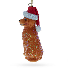 Load image into Gallery viewer, Golden Retriever in a Santa Hat Glass Christmas Ornament