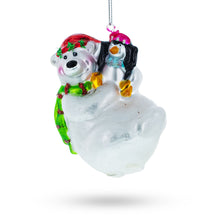 Load image into Gallery viewer, Polar Bear with Penguin Glass Christmas Ornament