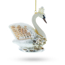 Load image into Gallery viewer, Royal Swan Adorned with Pearls Glass Christmas Ornament